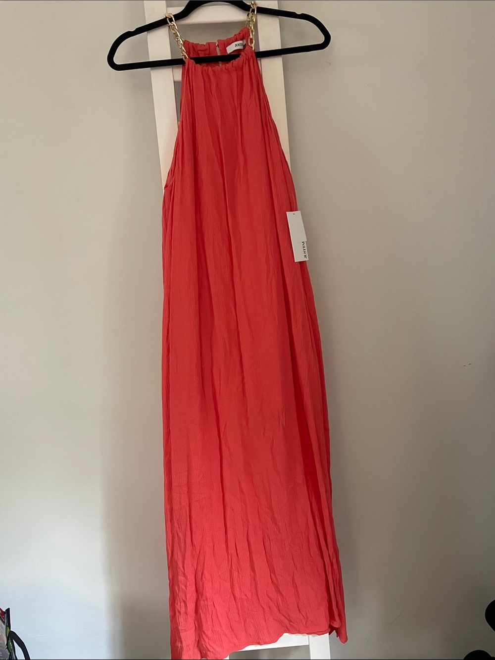 Coral halter maxi dress